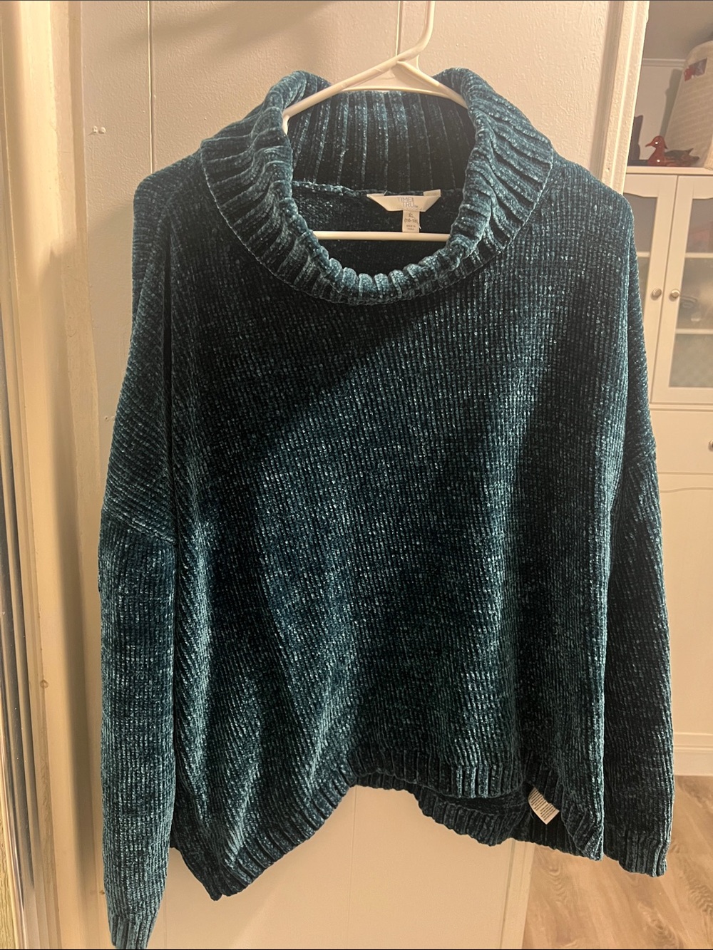 Time and Tru Teal Chenille Turtleneck Sweater